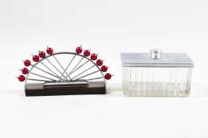Art Deco and Deco-inspired hostess items in glass, metal and ebonised timber - 4