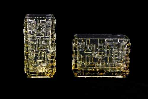 Two Czechoslovakian (Sklo Union) pressed glass vases by Jiri Brabec (1933-2005)