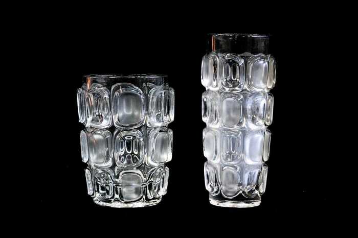 Two Czechoslovakian (Sklo Union) pressed glass vases by Frantisek Vizner (1936-2011)