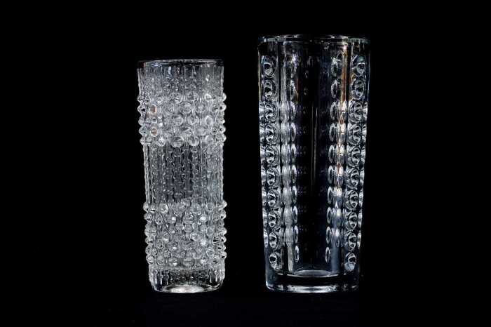 Two Czechoslovakian(Sklo Union) pressed glass vases