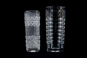 Two Czechoslovakian(Sklo Union) pressed glass vases