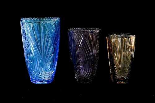 Three Mid-century pressed glass vases