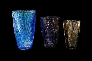Three Mid-century pressed glass vases