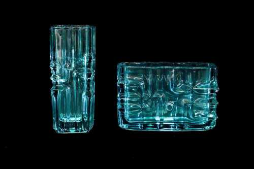 Two Czechoslovakian (Sklo Union) pressed glass vases by Vladislav Urban (1937-2022)