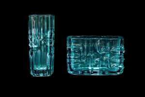 Two Czechoslovakian (Sklo Union) pressed glass vases by Vladislav Urban (1937-2022)