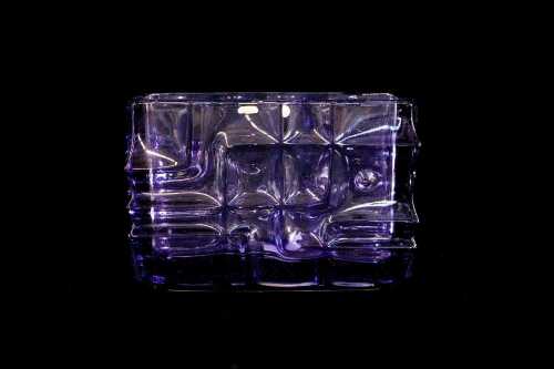 Czechoslovakian (Sklo Union) pressed glass jardiniere by Vladislav Urban (1937-2022) with original foil label