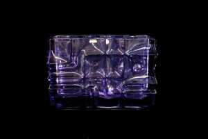 Czechoslovakian (Sklo Union) pressed glass jardiniere by Vladislav Urban (1937-2022) with original foil label