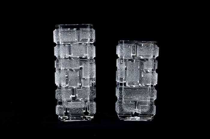 Two Czechoslovakian (Sklo Union) pressed glass vases by Jiri Zejmon (1925-1987)