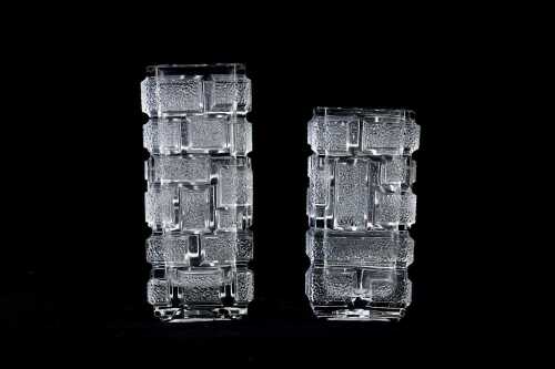 Two Czechoslovakian (Sklo Union) pressed glass vases by Jiri Zejmon (1925-1987)