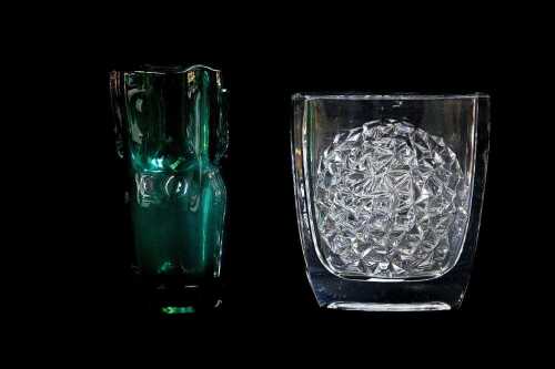 Two Czechoslovakian (Sklo Union) pressed glass vases