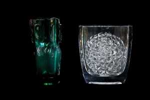 Two Czechoslovakian (Sklo Union) pressed glass vases