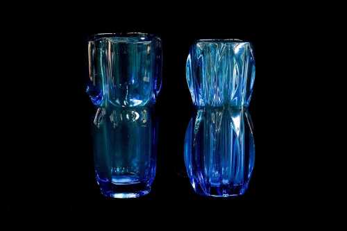 Two Czechoslovakian (Sklo Union) pressed glass vases