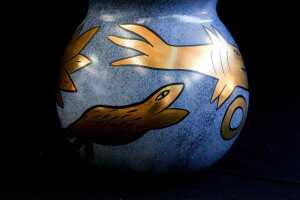 Three Ulrica Hydman Vallien for Kosta Boda 'Inca' hand-painted glass pieces - 3
