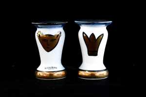Three Ulrica Hydman Vallien for Kosta Boda 'Inca' hand-painted glass pieces - 4