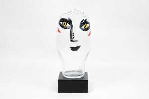 Ulrica Hydman Vallien (1938-2018) for Kosta Boda 'Open Minds' hand-painted clear glass vase