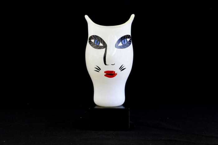 Ulrica Hydman Vallien (1938-2018) for Kosta Boda 'Open Minds' hand-painted glass vase
