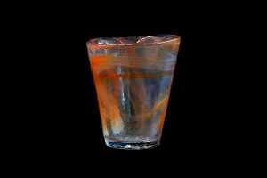 Two Kosta Boda glass vessels with orange swirl design - 4