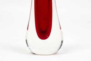 Mid-century Whitefriars teardrop ruby vase with original label - 2