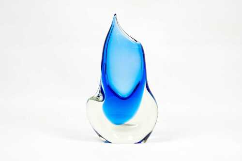 1970's blue submerged glass vase