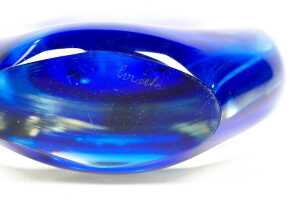 1970's blue submerged glass vase - 5