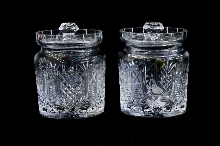 Pair of Waterford crystal biscuit barrels