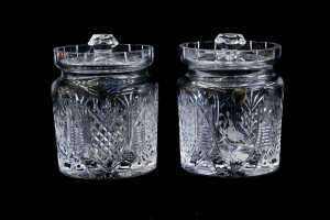 Pair of Waterford crystal biscuit barrels