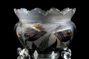 Pair of smokey glass lustres - 2