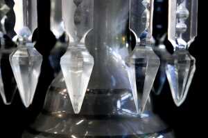 Pair of smokey glass lustres - 4
