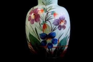 Pair of hand-painted Victorian glass vases - 2