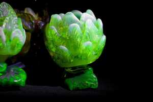 Uranium art glass candle holder - 4