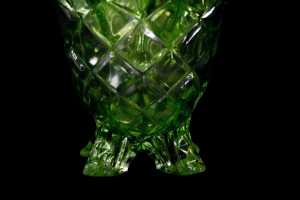 Sowerby Art Deco green glass vase with flower frog - 2