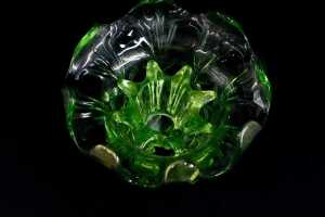 Sowerby Art Deco green glass vase with flower frog - 3