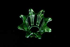 Sowerby Art Deco green glass vase with flower frog - 5