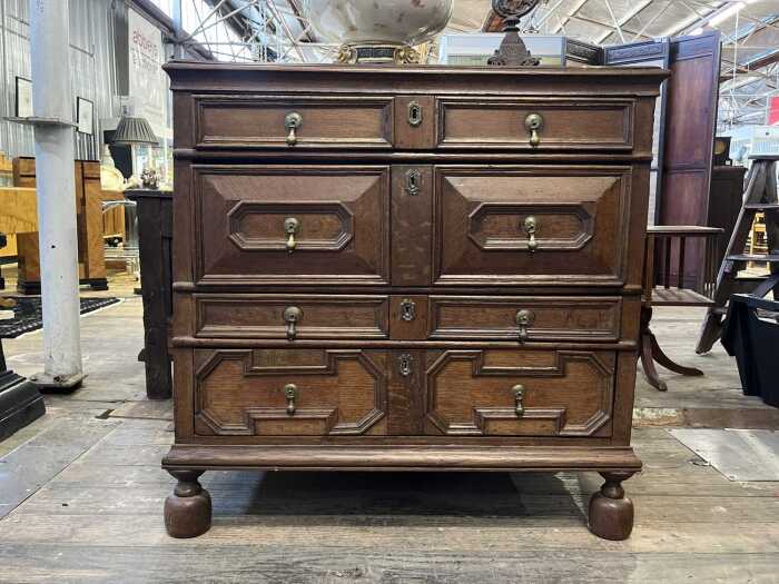 17th century Jacobean oak chest of four drawers