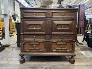 17th century Jacobean oak chest of four drawers