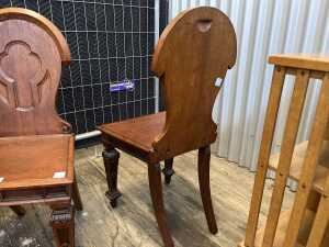 Pair of Victorian oak hall chairs - 3