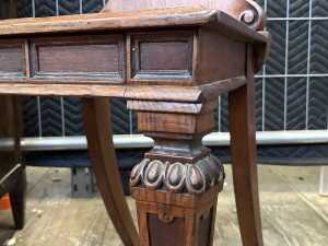 Pair of Victorian oak hall chairs - 5