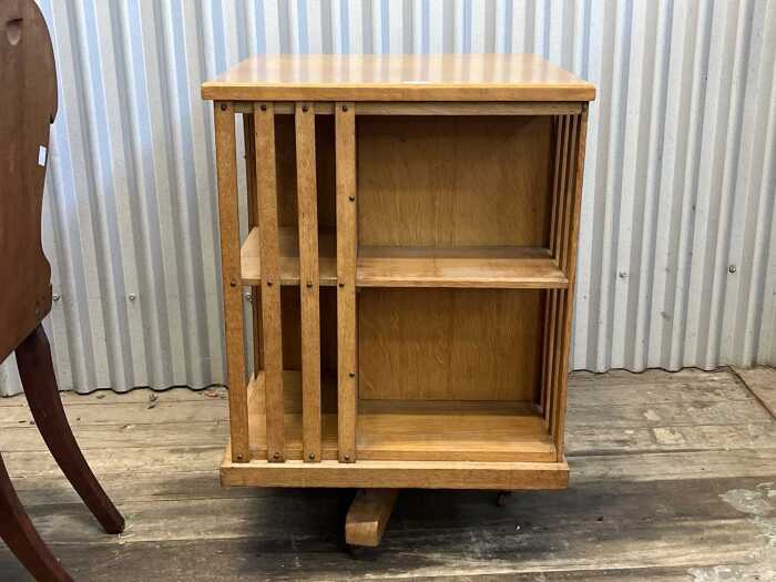Antique oak revolving bookshelf