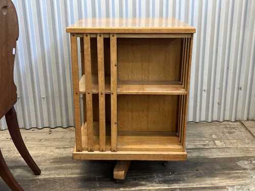 Antique oak revolving bookshelf