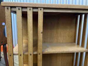 Antique oak revolving bookshelf - 4