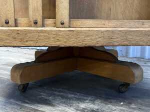 Antique oak revolving bookshelf - 5