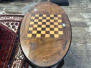 Antique walnut oval side table - 2