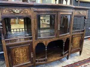 Sheraton Revival rosewood bow front parlour cabinet - 2