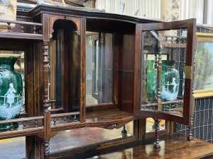 Sheraton Revival rosewood bow front parlour cabinet - 3