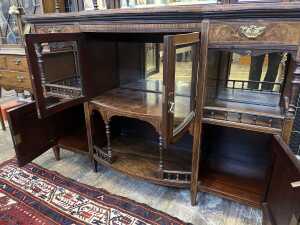 Sheraton Revival rosewood bow front parlour cabinet - 4