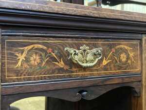 Sheraton Revival rosewood bow front parlour cabinet - 6