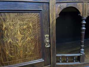Sheraton Revival rosewood bow front parlour cabinet - 7