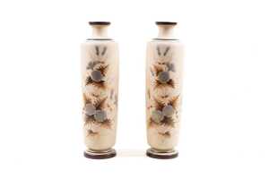 Pair of Victorian painted glass vases