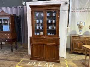 Victorian mahogany secretaire bookcase