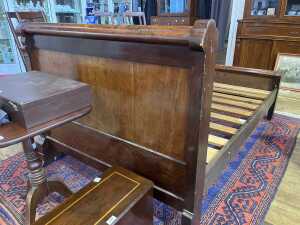 19th century flame mahogany double bed - 2